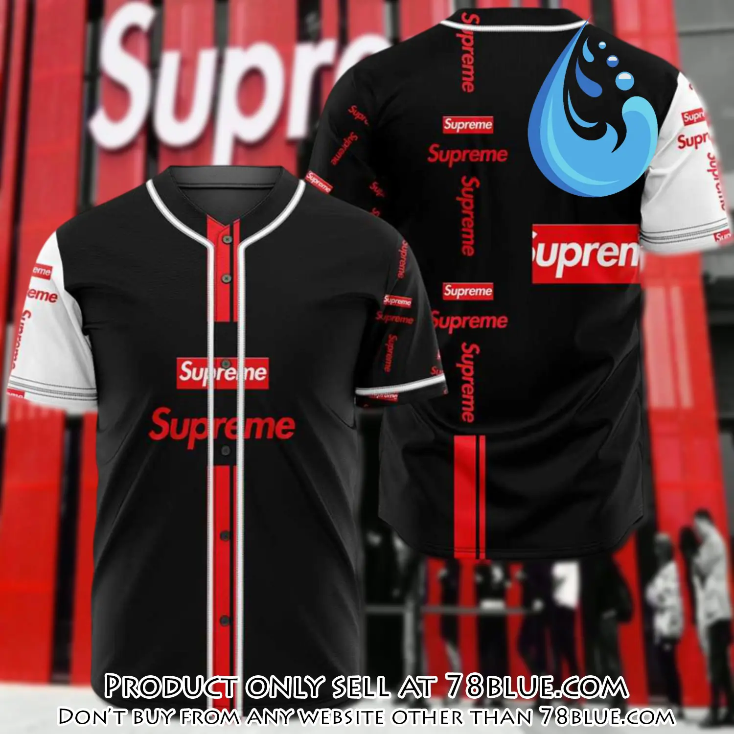 Supreme black baseball jersey shirt luxury bjs1236 78b5405481